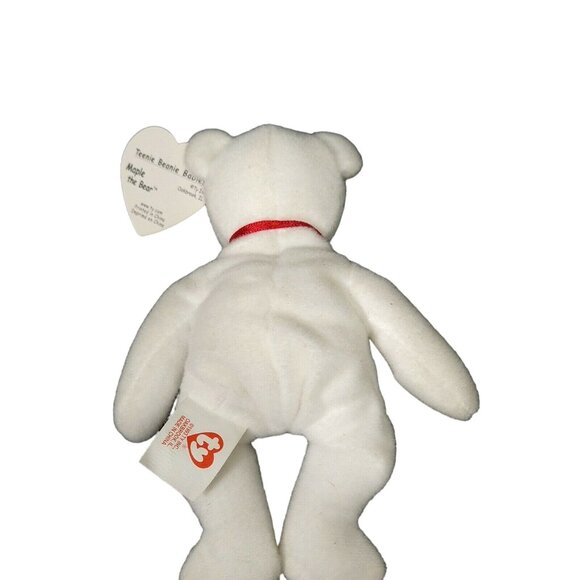 Ty Teenie Beanie Canada Maple The Bear Teddy 6 inch White Red with Hang Tag - Picture 3 of 6